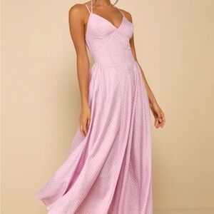 Brand new Lulus dress with tags never worn lilac striped.